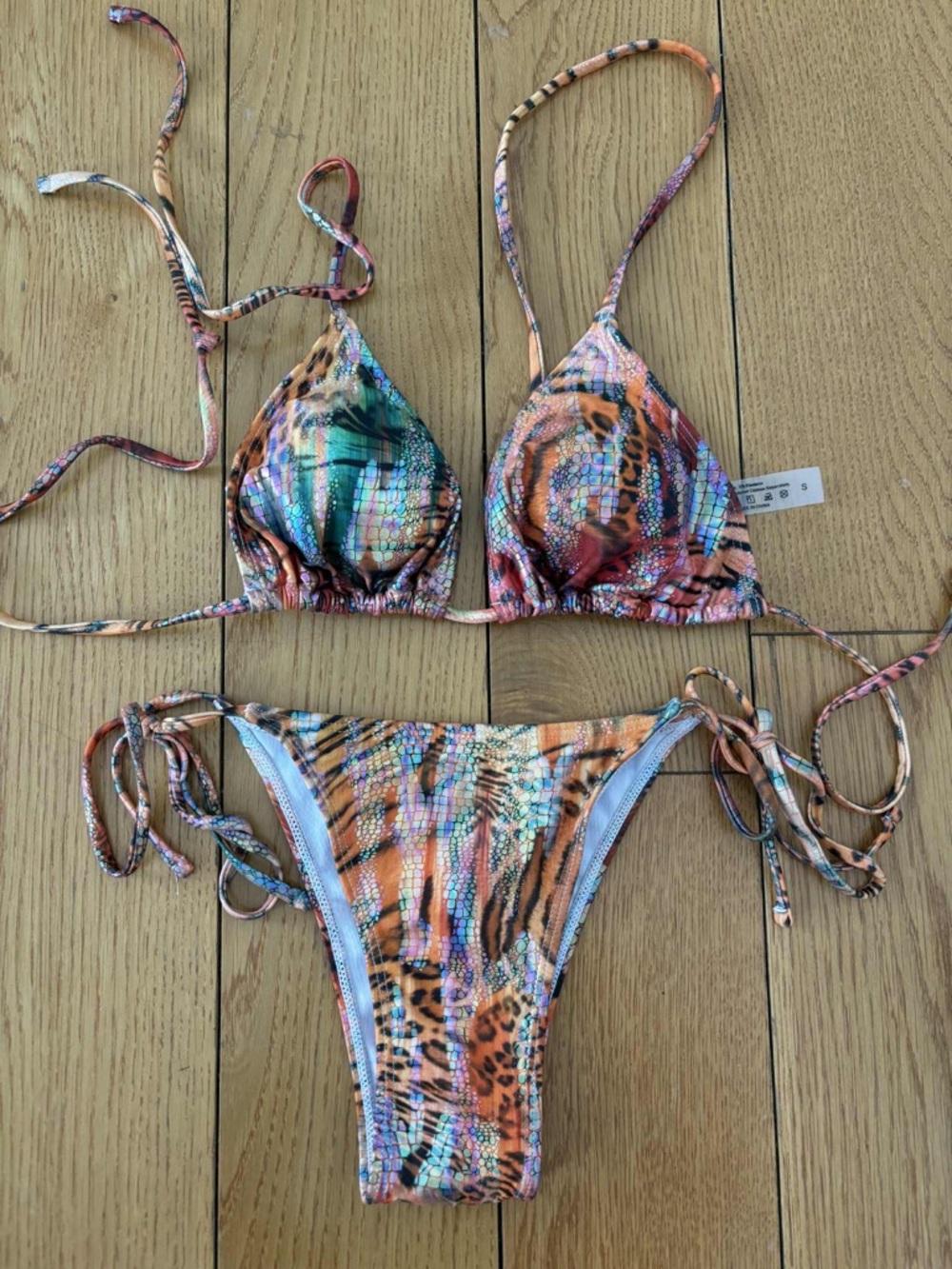 Multicolor Animal-Print Triangle Bikini -
